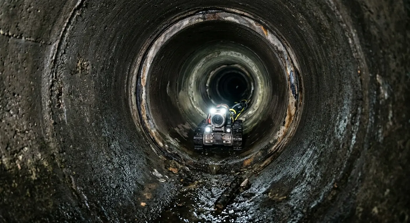 Robotic sewer camera inspecting pipe interior for Sewer Line Cleaning in Pembroke Pines